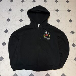 Disneyland Resort Mickey Mouse Black Zip Hoodie Men's Large Full Zip
